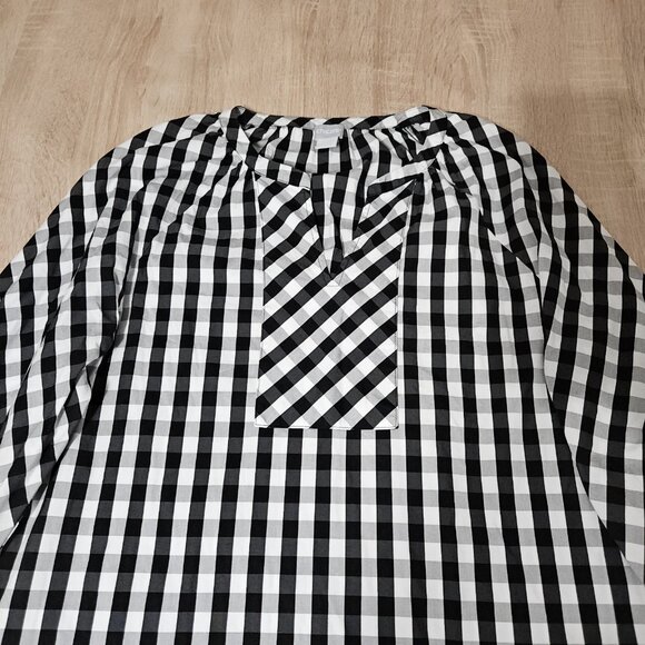 Chicos Size 3 Us Plus Size 16/18 Black & White Check Pullover Blouse Shirt - Picture 2 of 7